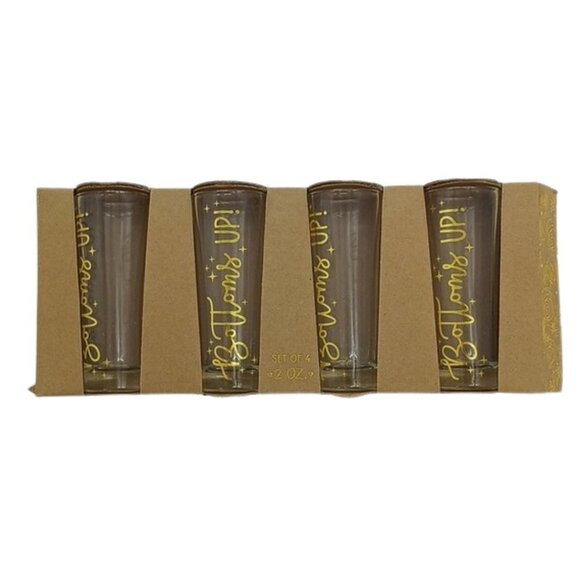 Shot Glasses Bottoms Up 2 oz Shooter Glasses Set of 4 Party Tall Shooters - Picture 1 of 4